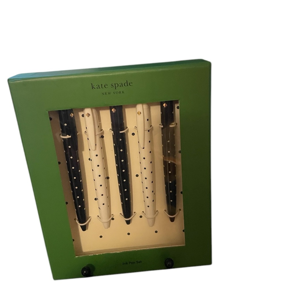 Kate Spade Green Pen Set with Black Dots